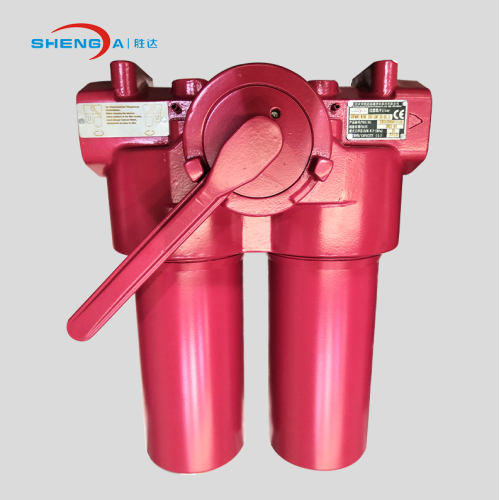 Duplex hydraulic oil filter in inline system