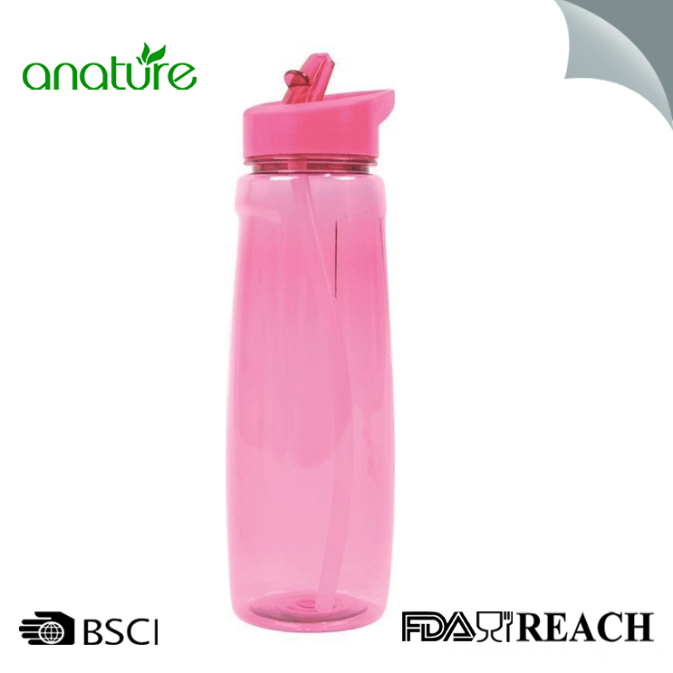 Reusable Tritan Plastic Bottle With Flip Straw Top