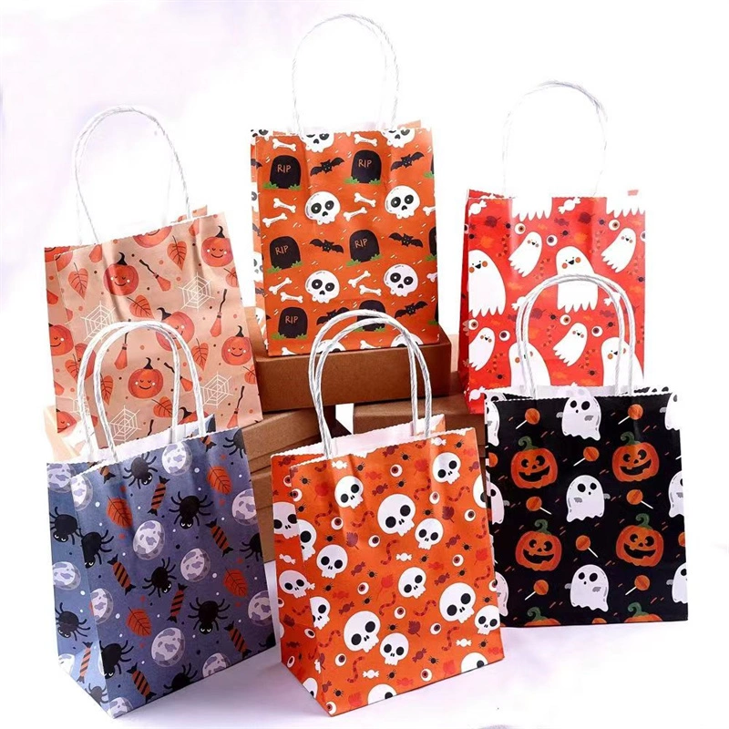 Christmas Carton Gift Printing Bags Packaging Brown Kraft Paper Bag with Low Price