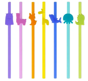 New Design Baby Cute Animal Shape Silicone Straws