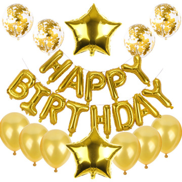 Happy Birthday Foil and Latex Balloon Set with Sequin Confetti for Party Decorations