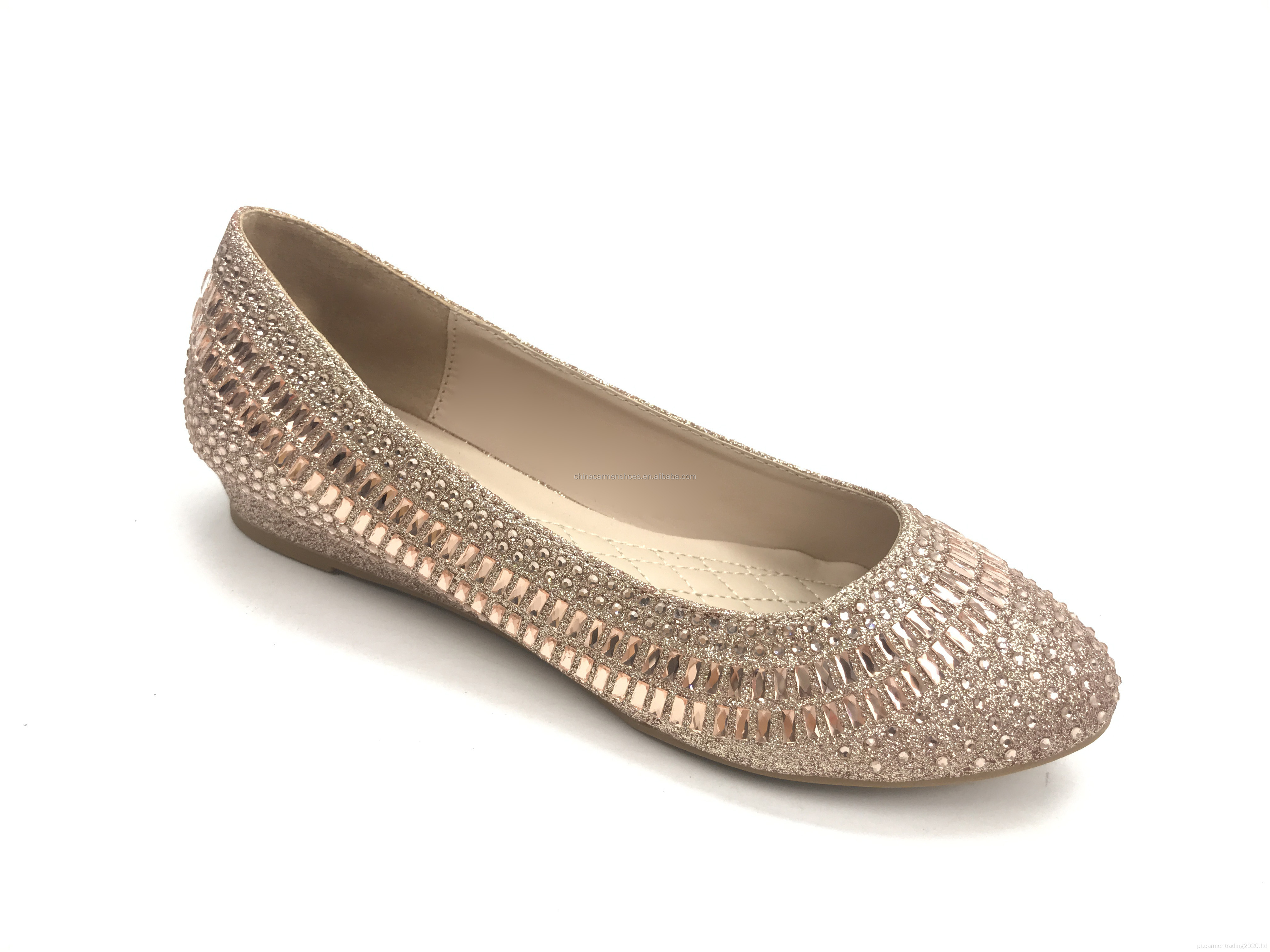 Mulheres Low Wedge Glitter Rhinestone Comfort Shoes