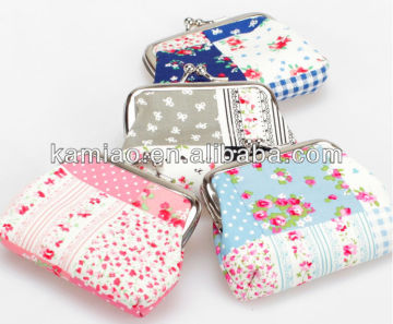 fancy cotton metal frame coin wallet for ladies