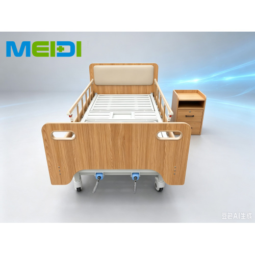 Manual Double Crank Wooden Hospital Bed With Toilet Hole For Nursing Home Home Care