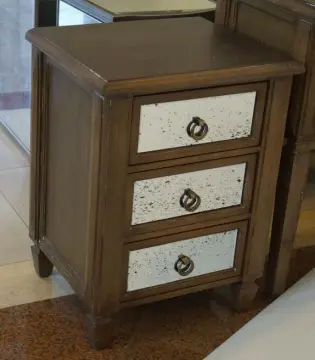 3 Drawer Mirrored Antique painting Bedside