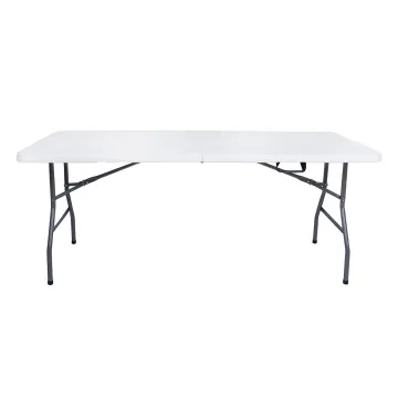 Outdoor Rectangular Folding Table 1.8M: White Plastic Steel Temporary Office Meeting Table