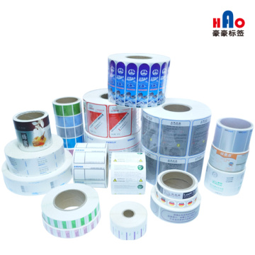 Various types of roll printed labels