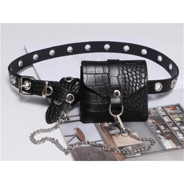 Texture di coccodrillo Black Mini Women&#39;s Belt Borse