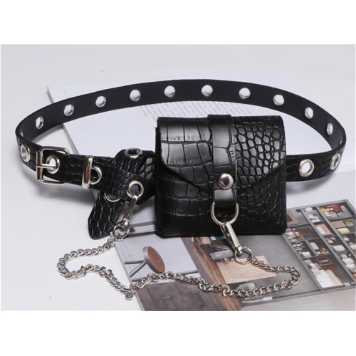 Crocodile Texture Black Mini Women's Belt Bag