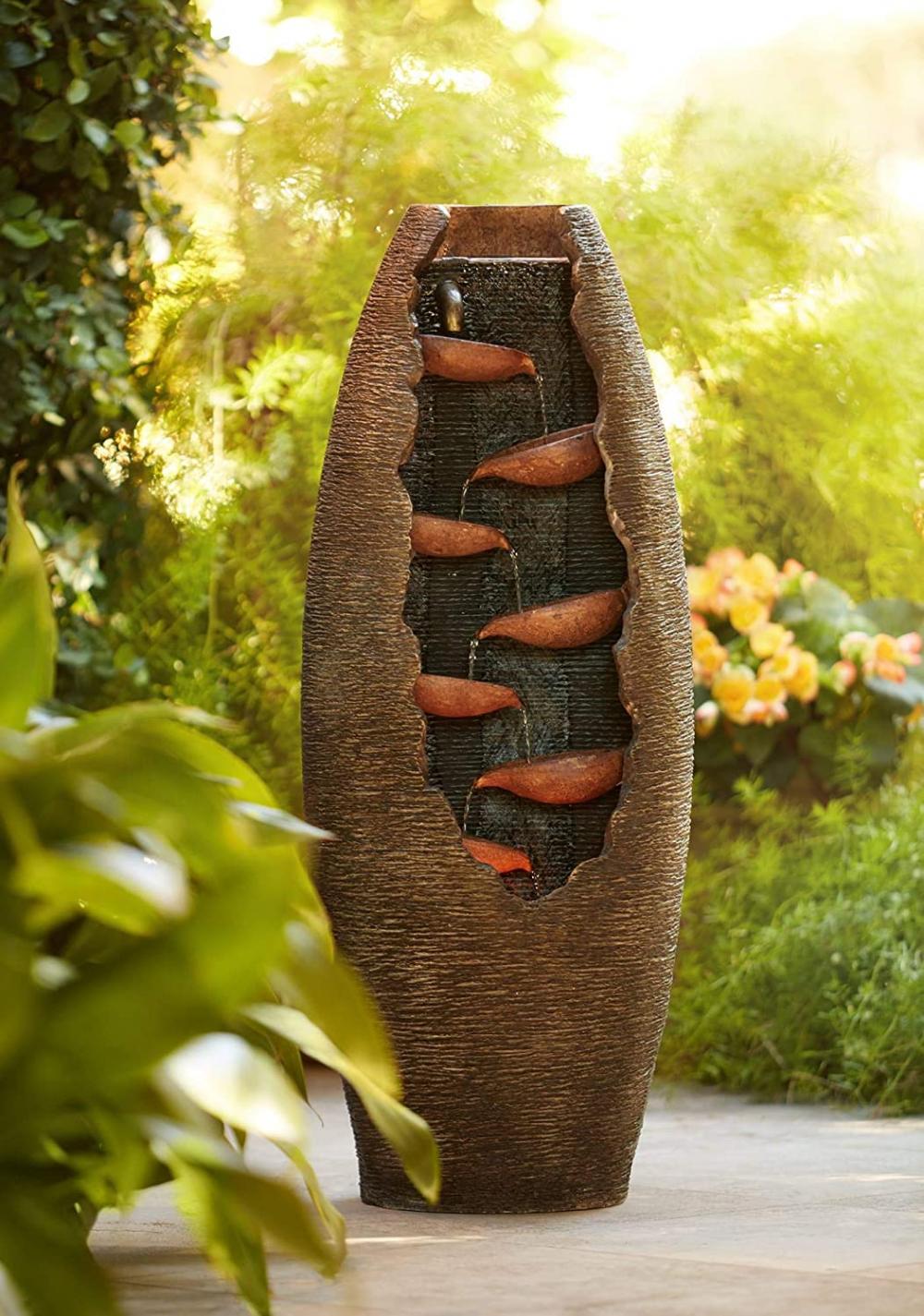 Seven Cascade Rustic Modern Water Fountain