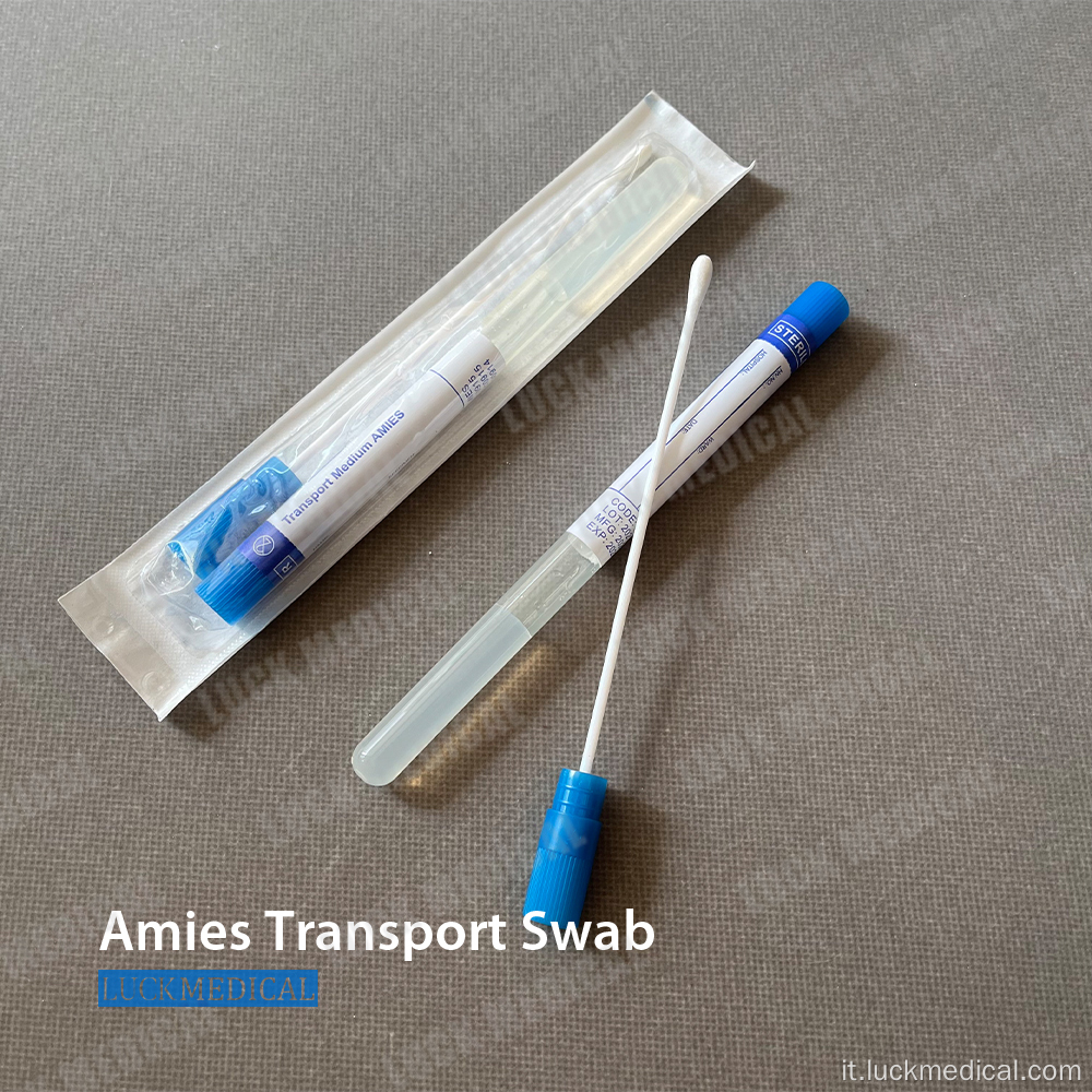 Tampone di trasporto in plastica con punta di rayon tubo