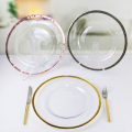 Rose Gold Silver Rim Transparent Glass Charger Plates