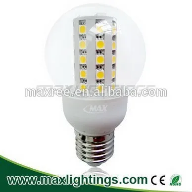 Modern LED corn light !!SMD 5050 6W Epistar 360 degree E27 G60 big view angle led ball light with high power driver