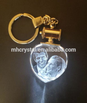 Glass Heart shape Led crystal keychain MH-YS0460