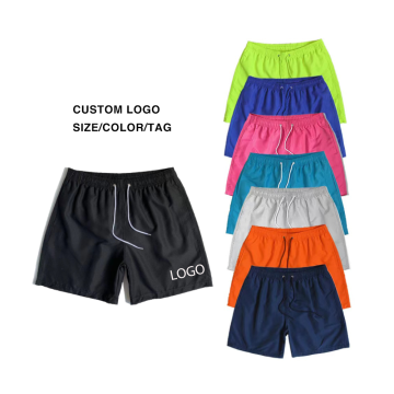 Summer Elastic Waist Custom Logo Mens Swim Shorts - 100% Nylon Polyester Mesh Beach Trunks