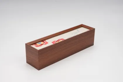 Embroidered Rhododendron And Cloud Wooden Tea Box