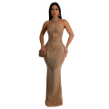 Party Wear Silver Black Sleeveless evening Dress