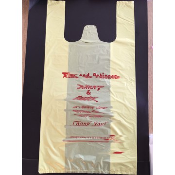 Biodegradable Plastic on Roll Red T-Shirt Shopping Bag with Vest Carrier Handle