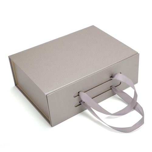 Pink Ribbon closure gift packaging box with handles