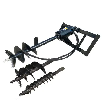 Skid Steer Hydraulic Earth Auger Drill Attachment with 3 Drilling Bits (6", 12", 14")