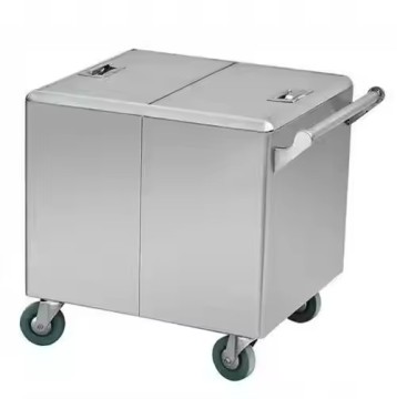 Stainless Steel 2 Grid Hand Push Flour Trolley with Extra Handle