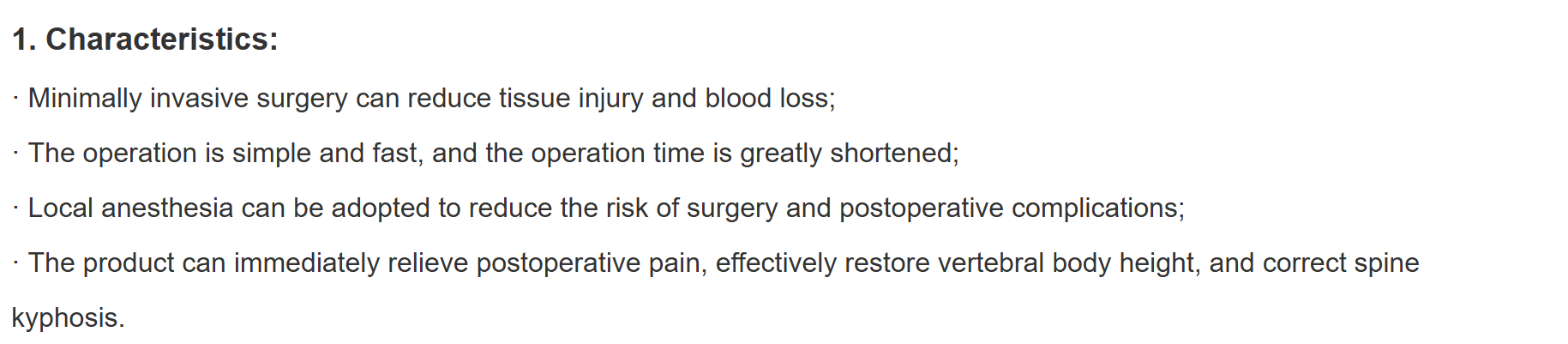 Kyphoplasty Tool Kit Characteristics