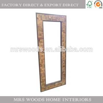 vintage rustic style metal frame reclaimed elm wood home mirror rectangle vintage mirror