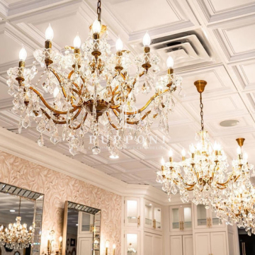 Crystal Ceiling Lamp for Restaurant and Hotel - Bronze Black Pendant Chandelier Wedding Decoration