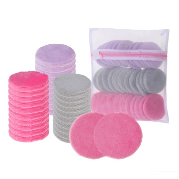 30pcs Microfiber Makeup Remover Pads with Mesh Pouch