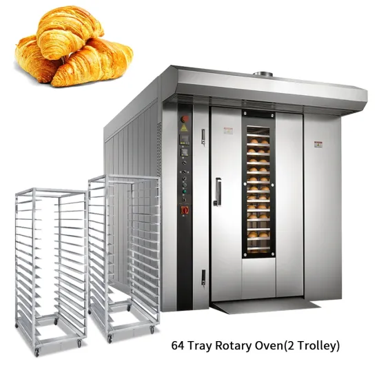 16 32 64 Trays Gas Rotary Bakery Oven 32 Tray with Trolley Electric Rotary Gas Oven Diesel Rotary Bread Oven