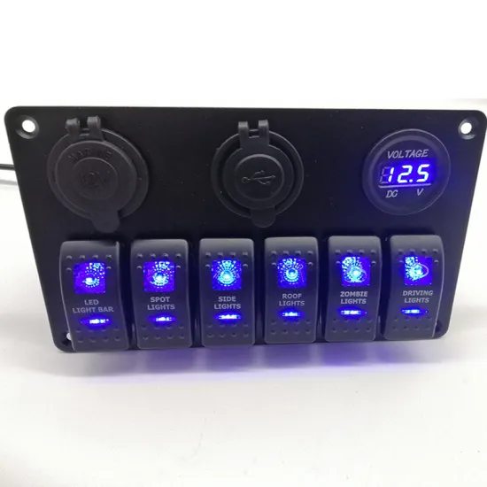 6 Gang Panel Switches with Car Cigarette Lighter Charger and Voltage Rocker Switch Supplier
