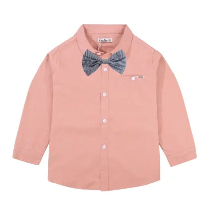 Custom Boys Multicolour Long Sleeve Cotton Shirt - Wholesale Kids Bow Shirt Brand
