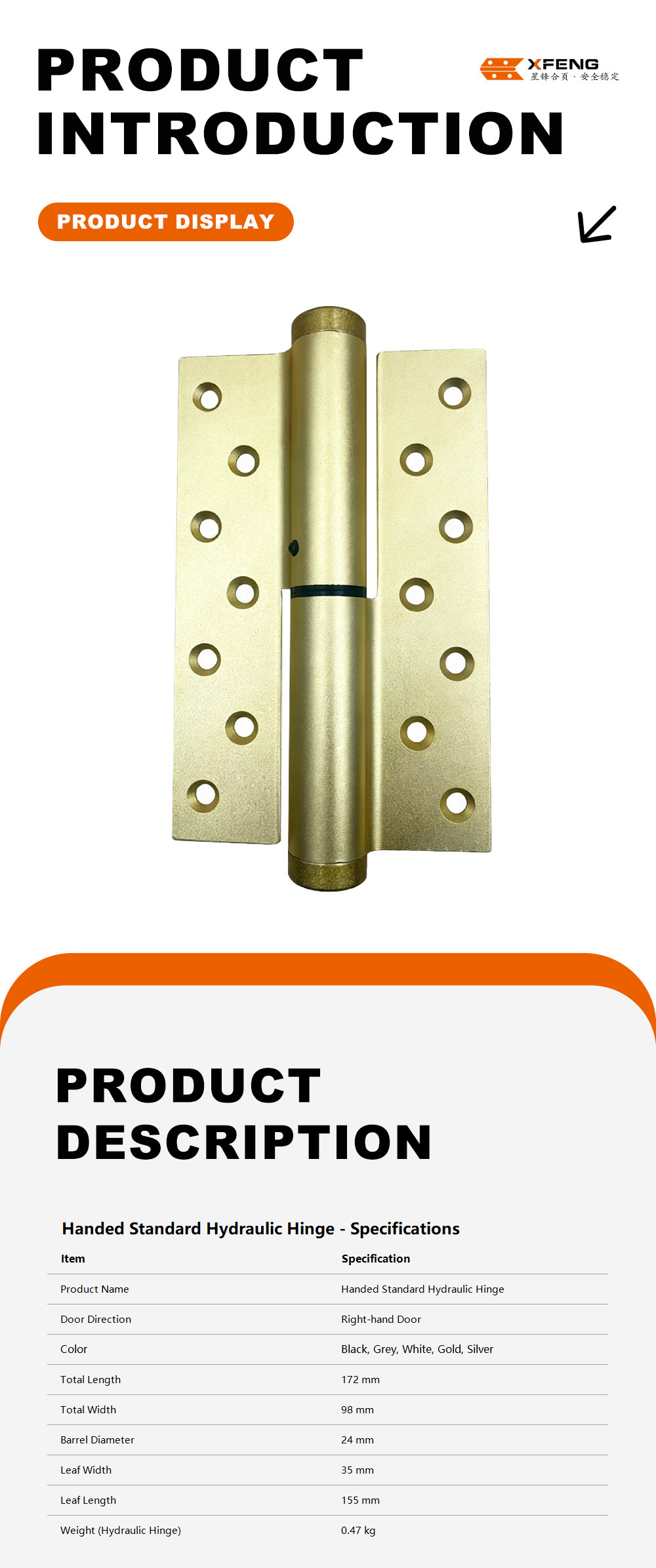Handed Standard Hydraulic Hinge2