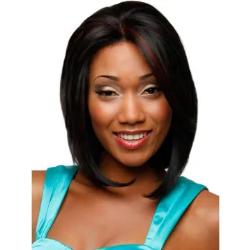 Aishili Wholesale cheap short hair natural straight wig mix brown hair synthetic hair wig for Afro women