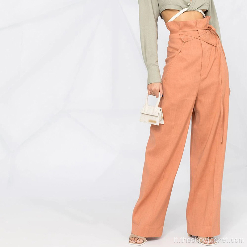 Pantaloni da donna allentati in vita alta moda