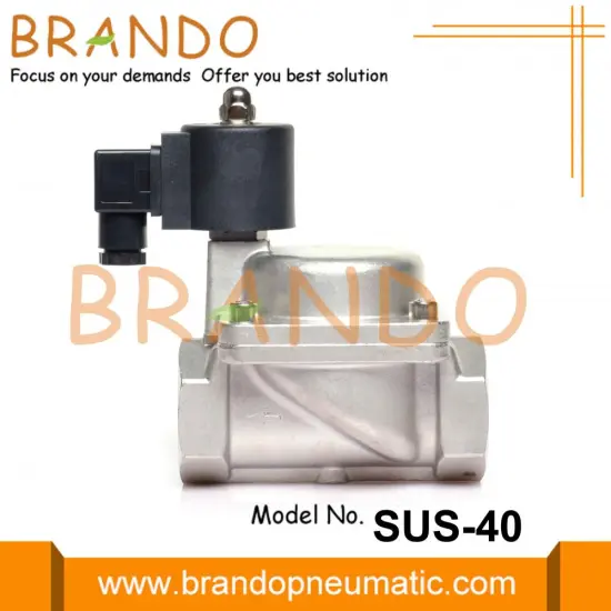 1 1/2'' Stainless Steel Solenoid Valve PTFE Seal