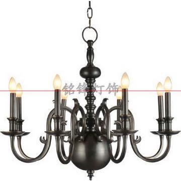 100208 8 lights black Willingham Myers antique solid brass chandelier