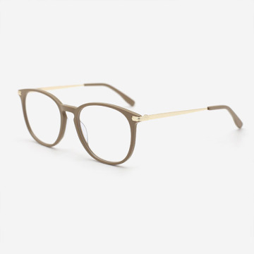 Oval Acetate And Metal Combined Unisex Optical Frames 23A3174