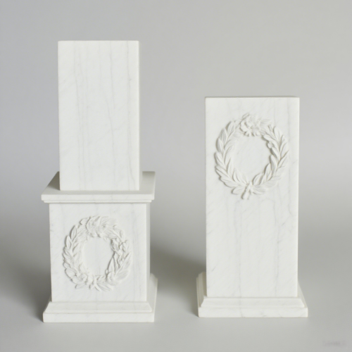 Carved White Marble Floral Urn Planter Indoor Outdoor