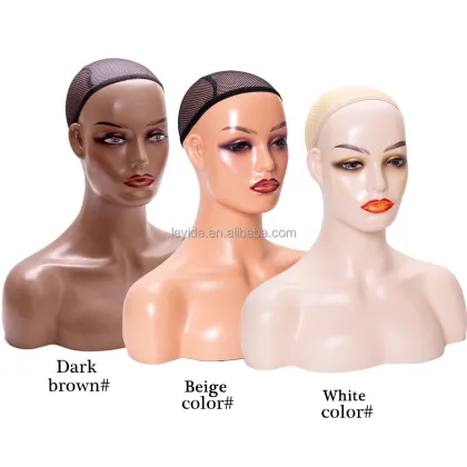 Pvc Female Mannequin Head With Shoulders For Wig Display African American Mannequin Head And Bust