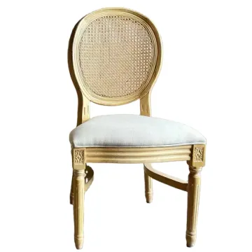 Louis XVI Antique Luxury French Durable Wood Rattan Back Dining Chair