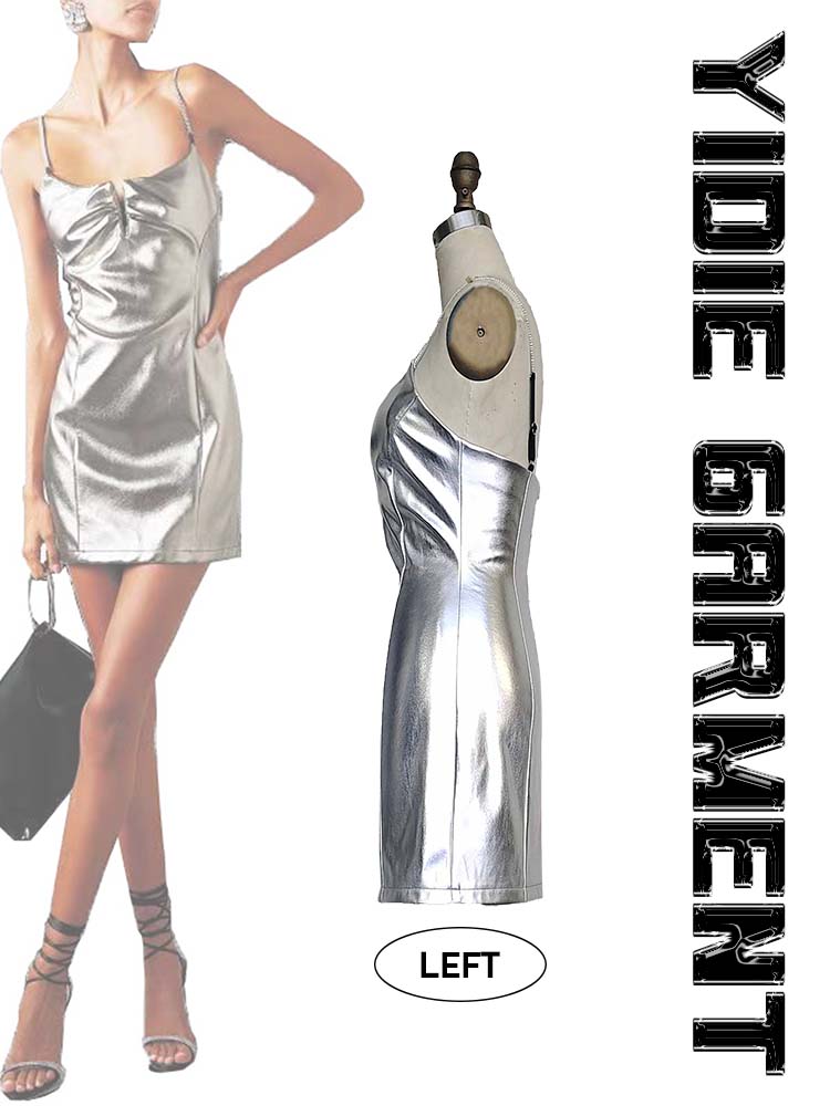 Sweet Silver Faux Leather Club Dresses