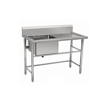 Stainless Steel Commercial Sink Bowl with Customized Drainboard for Restaurant Bar Workstation