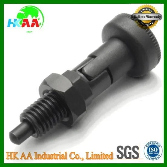 Custom black oxide steel indexing plunger, hand retractable knob spring index plunger