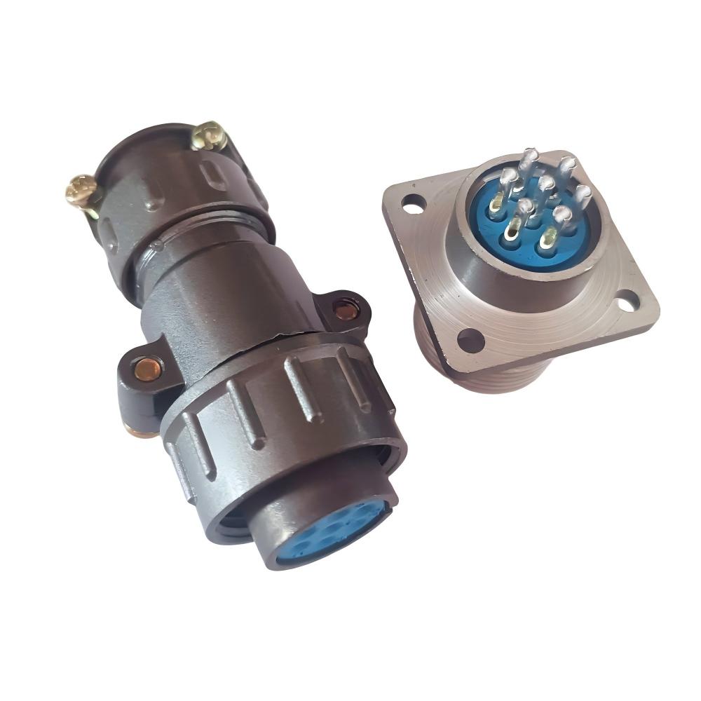 PW20-7Pins Aviation Connector front and side view