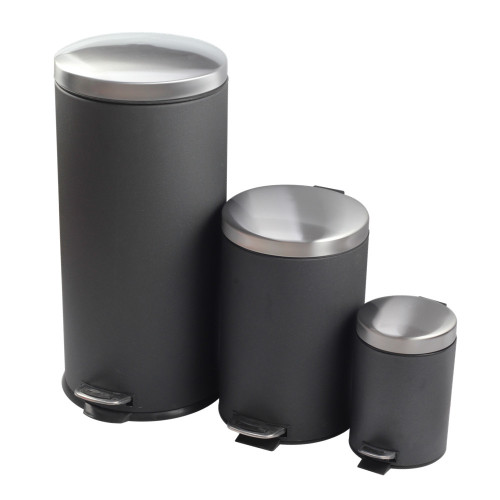 Round Metal Step Trash Can Wastebasket for Home