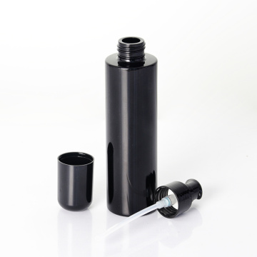 Black Flat Shoulder Bottle With Lotion Pump