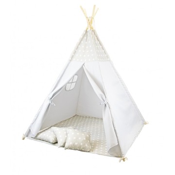 Graue Tipee für Kindersterne mit Kissen