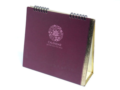 Glossy Lamination On The Cover, Gold Hot Stamping Custom Printed Calendars Service