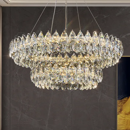 Round Nordic Modern Chandelier for High Ceiling Living Room and Dining Table